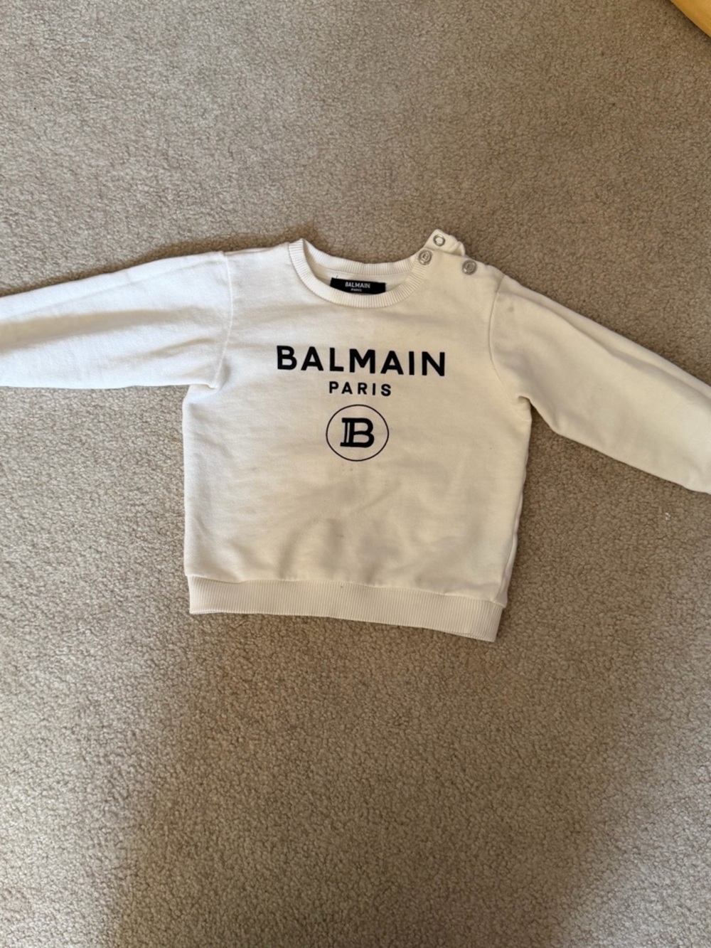 Balmain Kids Cream Logo Sweatshirt with Black Print